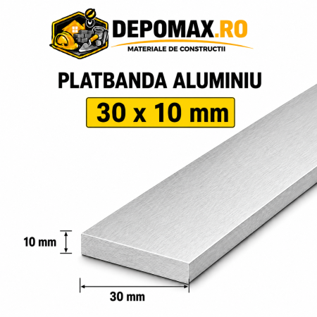 Platbanda aluminiu 30 x 10 mm, 6 metri (EN-AW 6060)